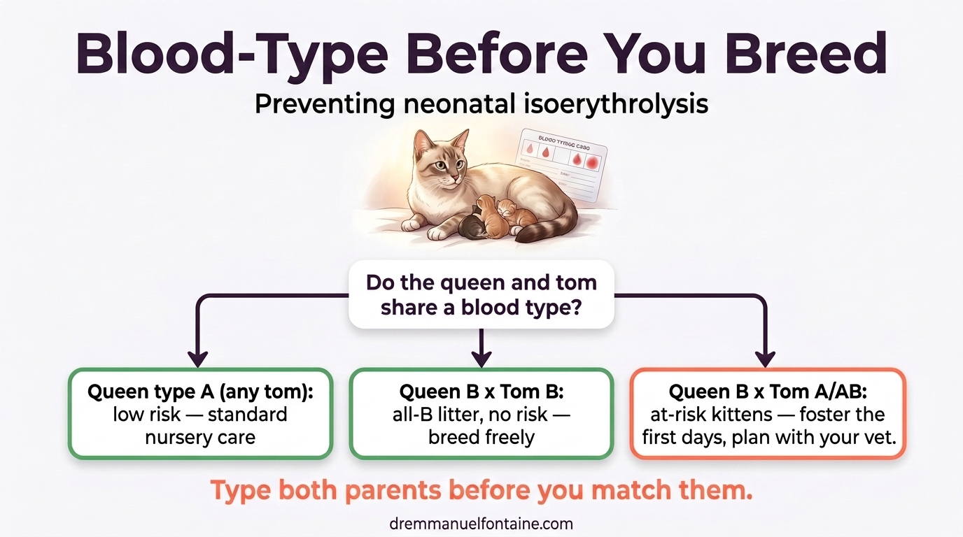 Cat blood type mating planning infographic