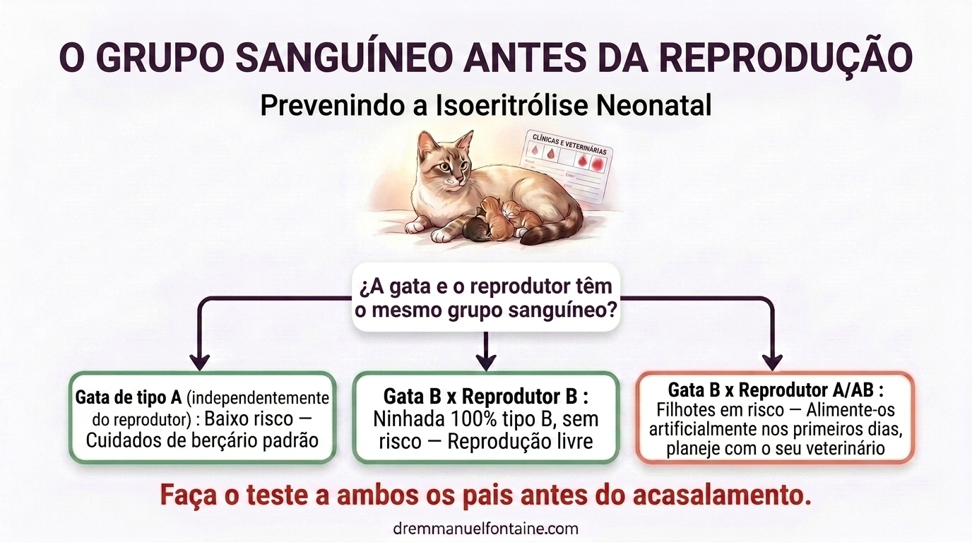 Infográfico de planejamento de acasalamentos por tipo sanguíneo do gato