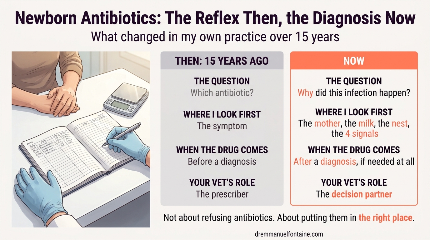 Newborn antibiotics: the reflex then, the diagnosis now infographic
